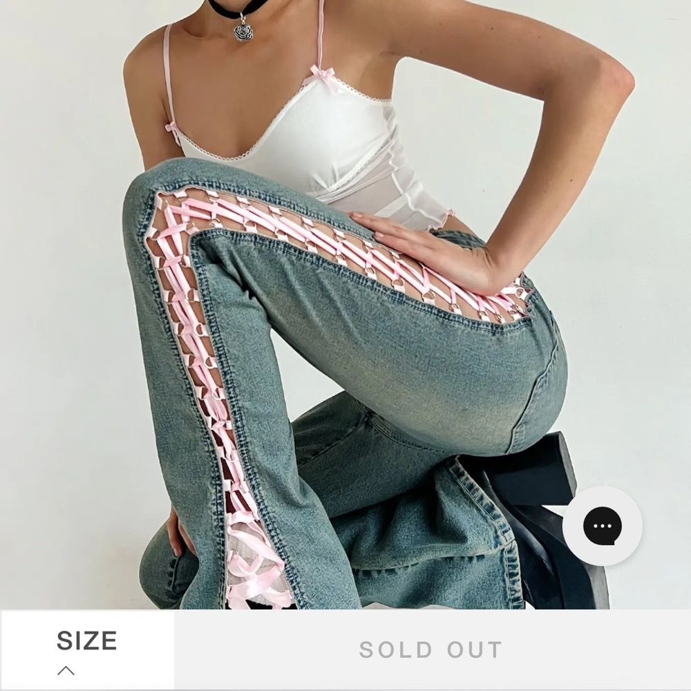 I AM GIA pink satin tie up jeans
